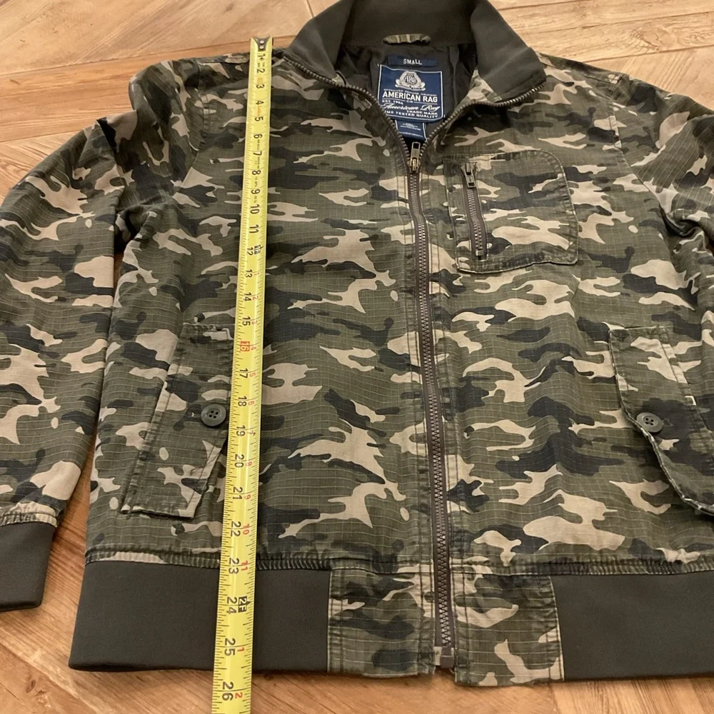 American Rag Camo Jacket Men’s Small Zip Front Utility‎ Style